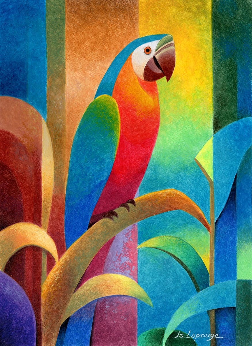 Galerie pastels et dessin - perroquet - pastels gras