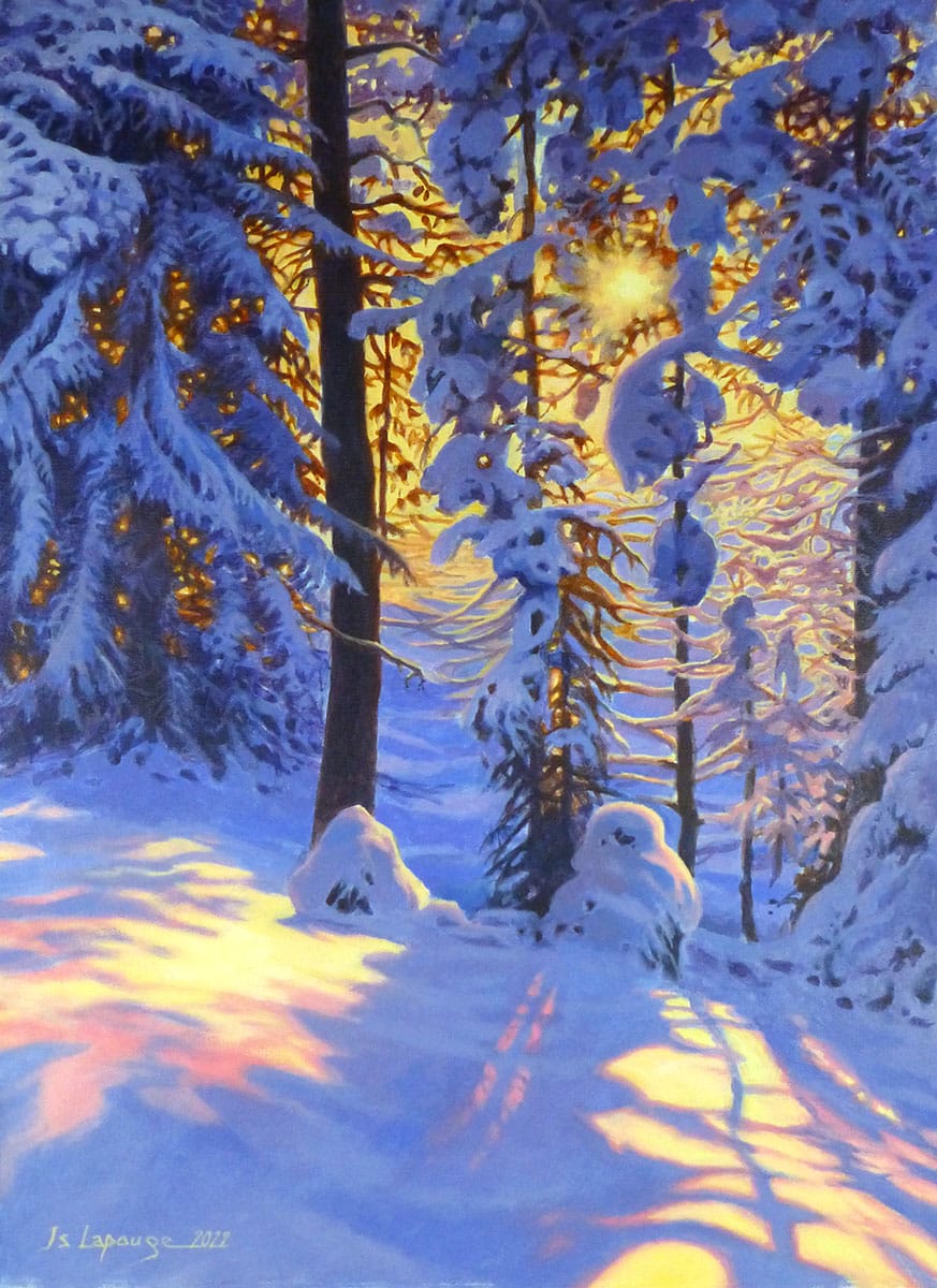 galerie de tableaux à l'acrylique de JS Lapouge - paysage de neige